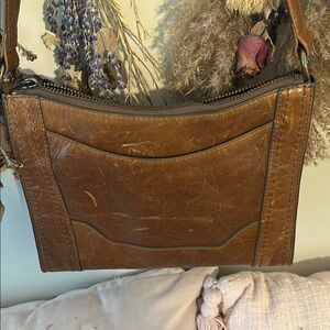 Frye Brown Leather Crossbody Bag with Rustic Charm